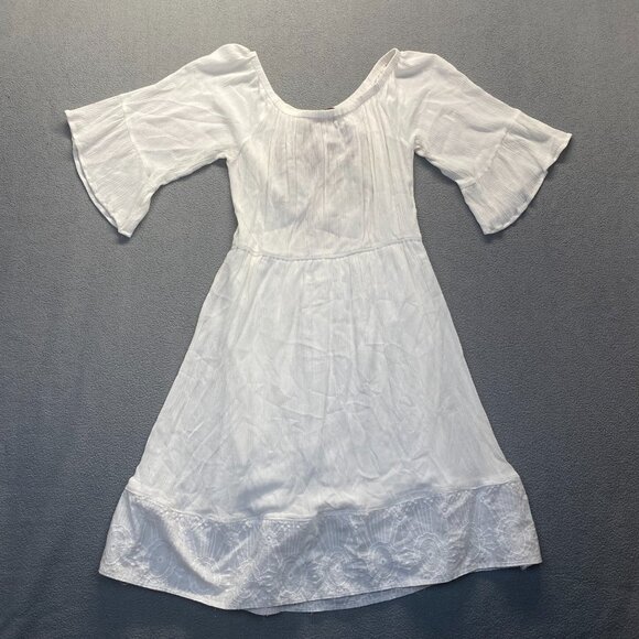 Flying Tomato Embroidered Rayon Floral White Dress Size Large - Picture 2 of 10